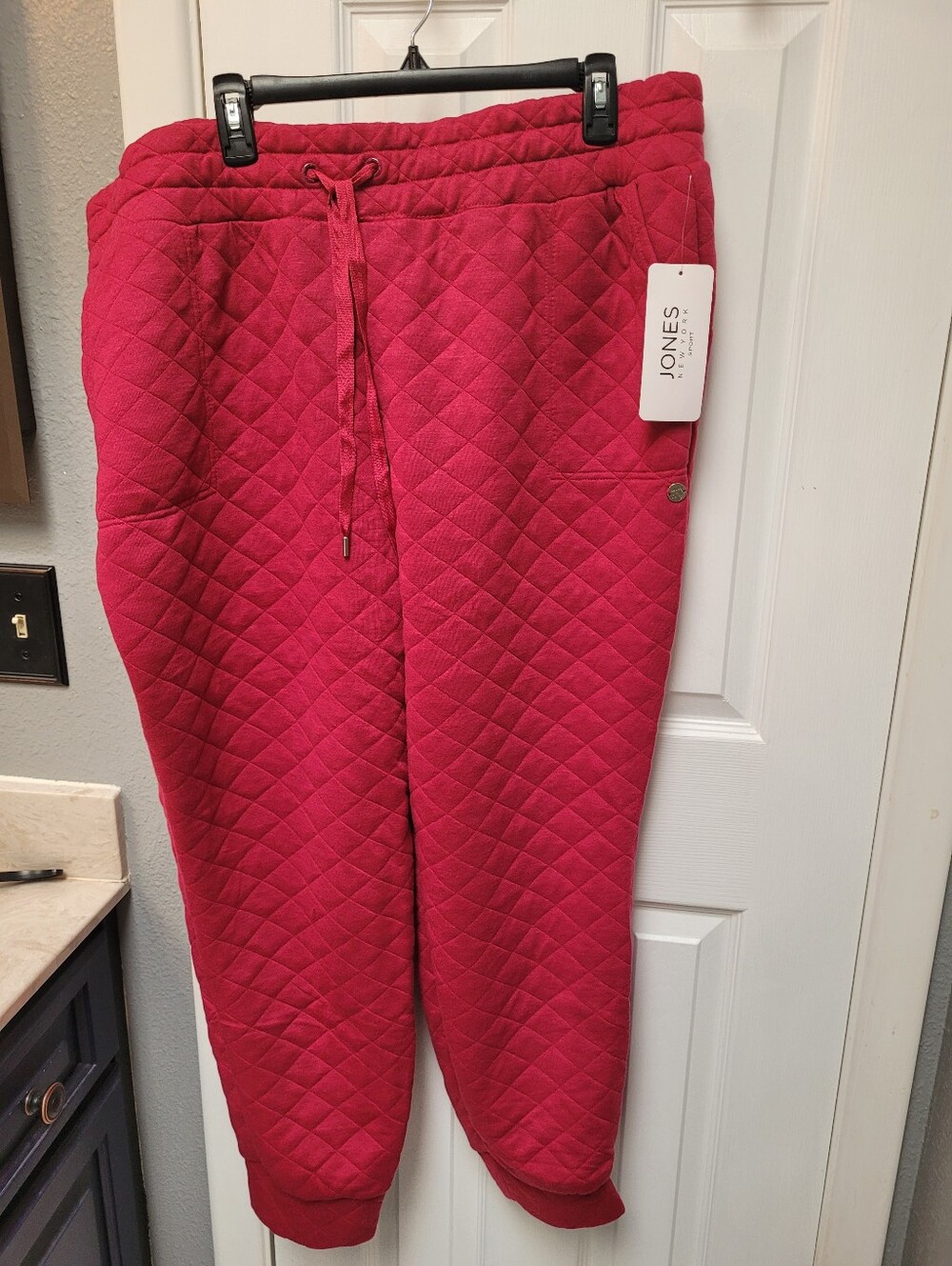 Jones New York Sport Women's Sangria Quilted Joggers Sz 3X